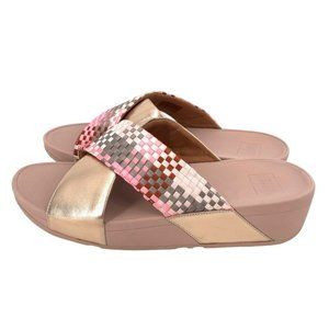 Fitflop Lulu Silky Weave Sandals Womens 9 Pink Slide Slip On